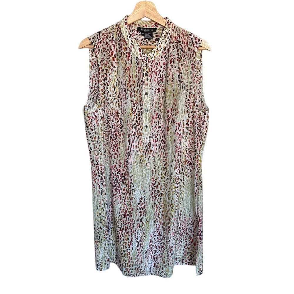 Etcetera Women's Size 14 Animal Print Silk Sleeveless Mini Dress